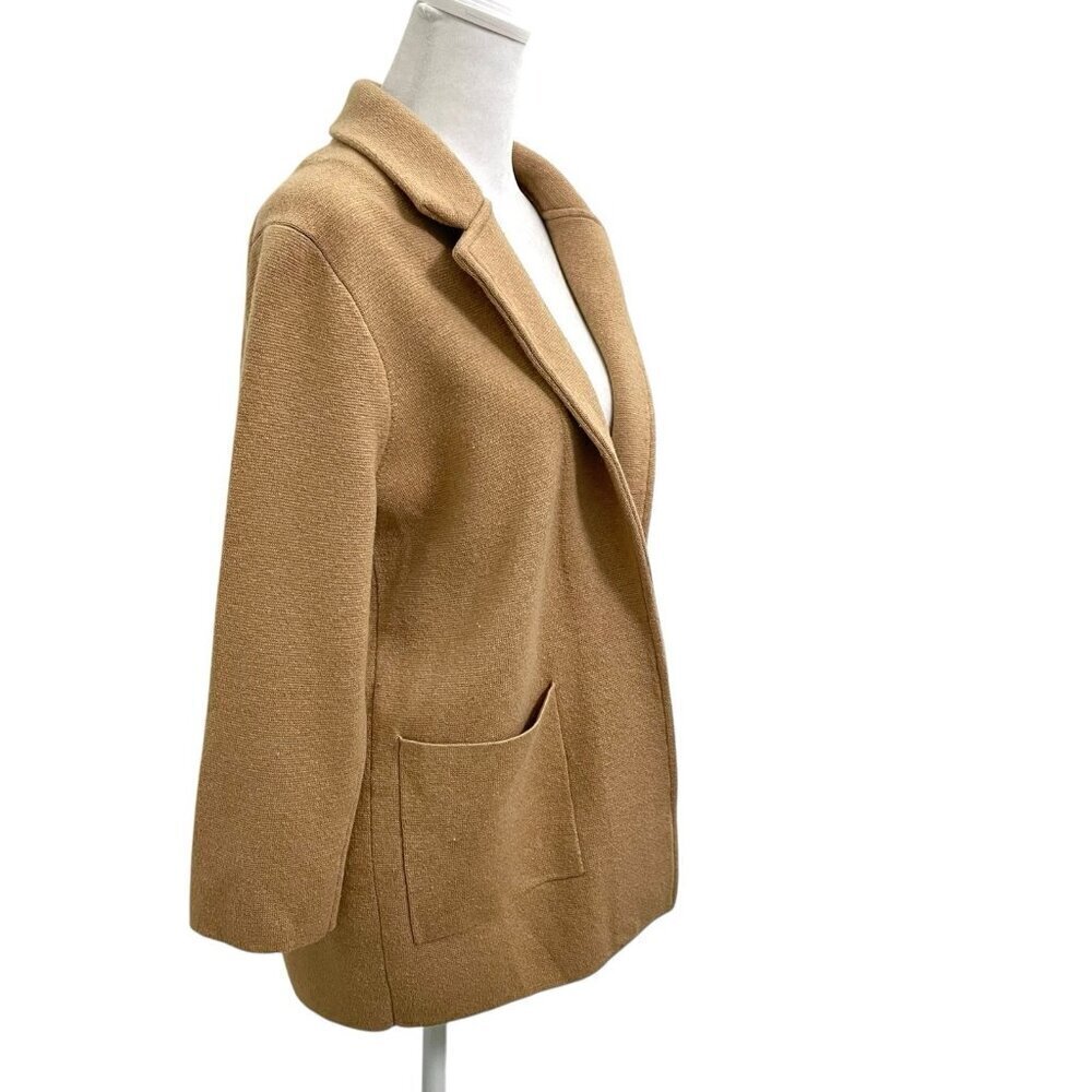 J Crew Merino Wool Blend Sweater Blazer Open Front Camel Brown Preppy size Small - Picture 5 of 8